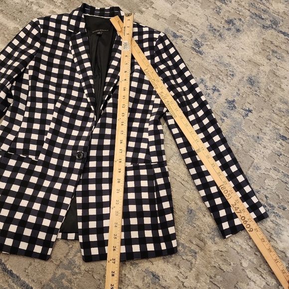 Banana Republic Black White Gingham Checkered Blazer Womens Size 8 - Picture 3 of 16